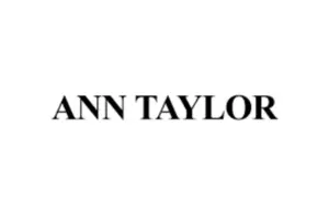 A black and white image of the ann taylor logo.