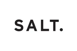 A black and white logo of salt.